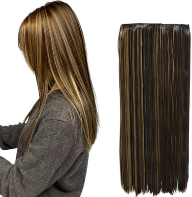 Blushia 5 Clips Based 24 inch Straight Synthetic Hole  Highlight Hair Extension