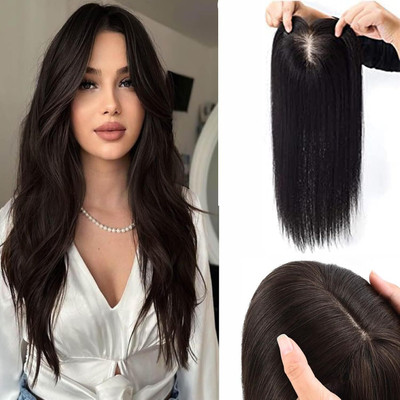 TRESS  Topper Front and Scalp Covering 3 Clip Brown Hair Extension