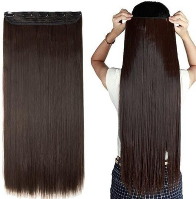 Esnapy 5 Clip 24 Inch Natural Brown Straight  Extension Pack of 2 Hair Extension