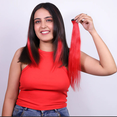 Hairarchy Red Clip-In  Streak 20 Inch Hair Extension