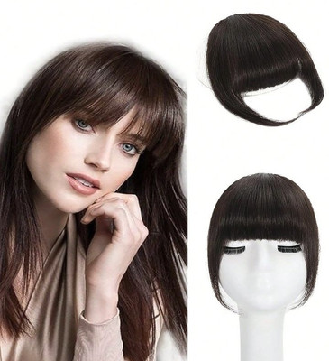 D-DIVINE Clip in Bangs- Fake Bangs Synthetic  Bangs Clip (Brown, Wispy Bangs) Hair Extension