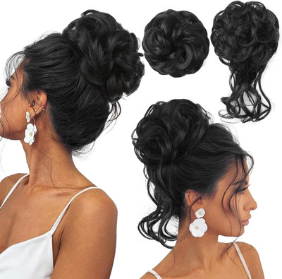 MEGARICH Messy Bun Wavy Curly  Wrap Ponytail Chignons Bridal style Hair Extension
