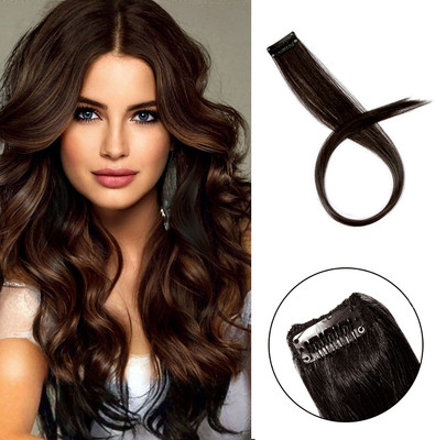 DreamExim 2pc Single streak Clip Synthetic  Side Covers Up Extension/Patch (Natural) Hair Extension