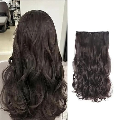 TRESS Beautiful Looks Premium Quality Brown Wavy 5 Clip In Hair Extension