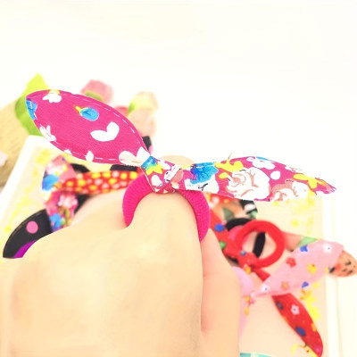 LYTIX 24 Pcs Girl's Rabbit Ear  Tie Rubber Bands Style Ponytail Holder (Multi) Hair Extension