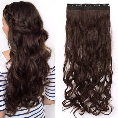 QT Beauty Natural Brown Curly  Extentions For Women & Girls/ 5 Clip-in/ 24 inches/ Hair Extension