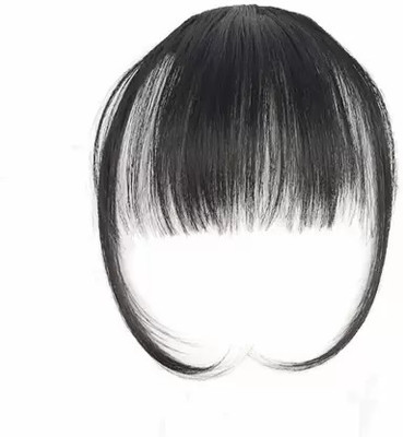 A H S Black Bangs Clip On Clip In Front Bang Fringe for Daily Wear (Natural Black) Hair Extension