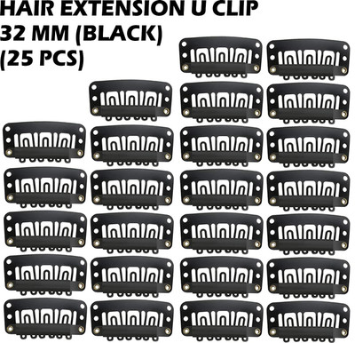 DreamExim 25Pcs Wig Clips Snap U-shape with Soft Rubber 6 Teeth Stainless Steel Material Hair Extension