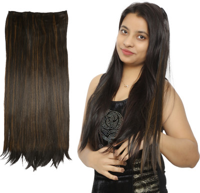 EASYOUNG 5 Clip Based 24Inchs 140 Gram's Golden Synthetic Straight Extension Hair Extension