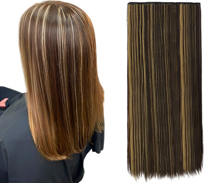 DELUXE Synthetic  Highlight Hole Extensions 5 Clips Based 24 inch (Pack of 1) Hair Extension