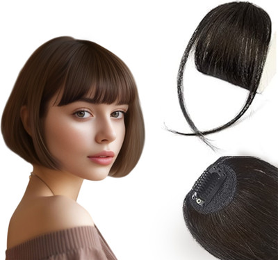 Pinaka Clip in Bangs- Fake Bangs Synthetic  Bangs Clip (Pack of 1) Brown Color Hair Extension