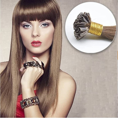 SHIVA I-Tip BROWN 14 INCH Straight Extensions 100 Strands Hair Extension