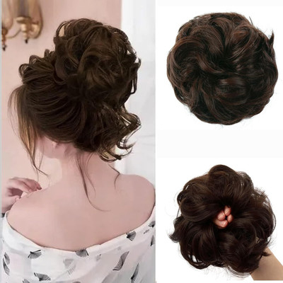 Sheetal Trader Human  Bun Scrunchies Curly Messy  Bun Extensions Hair Extension