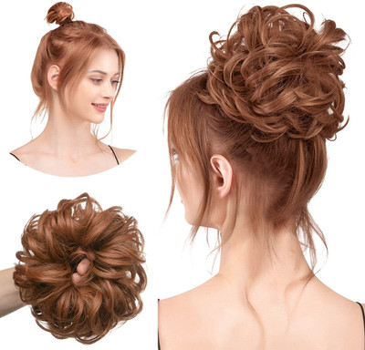 Sheetal Trader Large Messy Bun  Piece Wavy Curly Scrunchies Synthetic  Extensions Hair Extension