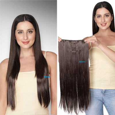 kerav KERAV_5 Clip based Straight Brown Hair Extension