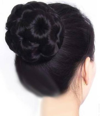 Views Natural black clutcher based juda bun Hair Extension