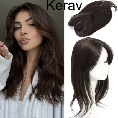 kerav Straight natural brown HAIR TOPPER 5 CLIP hair extension for women Hair Extension