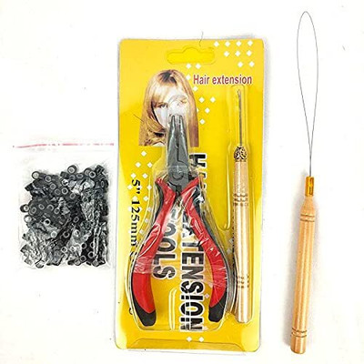 VIVIAN  Extensions Pliers with Wooden Pulling Hook Set For Silicone Micro Ring Hair Extension