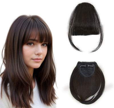 Pinaka Double Clip in Bangs- Fake Bangs Synthetic  Bangs  Extensions, Brown Hair Extension