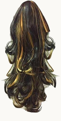 Chronex New 5 Clips Based 24Inch Highlighted Golden  Clutcher Extension Hair Extension