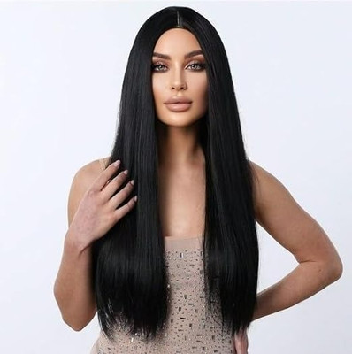 Hamsri Women Straight Long  Full Head Wig Black (24 Inch) Hair Extension