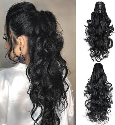 VIVIAN Wavy Ponytail Extension,22inch Claw Clip in Ponytail Extension, Wavy Hair Extension