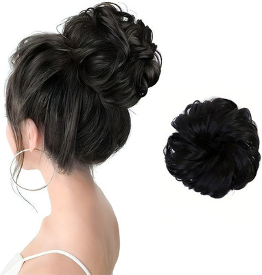 Views Messy Bun  Piece Synthetic  Extension With Elastic Rubber (Black) Hair Extension