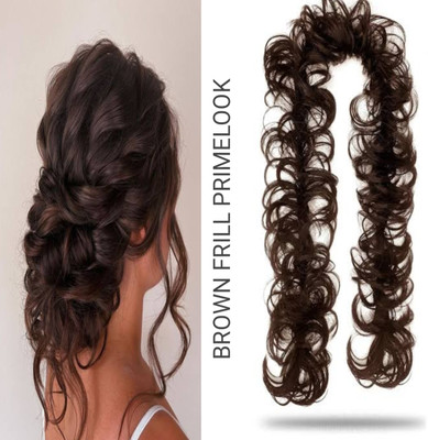 PrimeLook Messy Frill  Extensions For Ponytail And Bun Juda Maker (Brown) (Pack of 1) Hair Extension