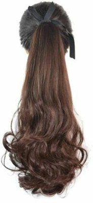 D-DIVINE Curly Brown Ribbon Ponytail  Extension Hair Extension