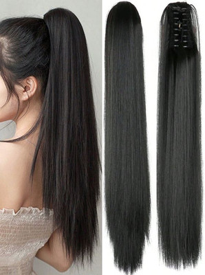 VIVIAN Natural 2 in 1 Ponytail Synthetic Straight  Extensions For Women (Black) Hair Extension