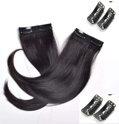 GROWTH pack of 1 Double  Streak natural black 14 inch with black clip 6 pcs Hair Extension