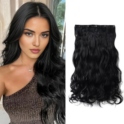 Getvock Silky Soft  Extensions And Wigs Wavy  Extension Black color Hair Extension