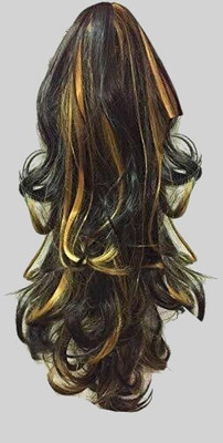 Chronex nEW 5 Clips Based 24Inch Highlighted Golden  Clutcher Extension Hair Extension