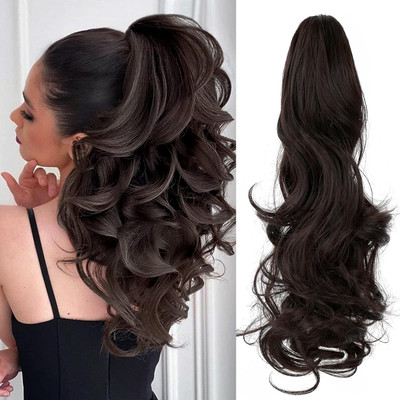 SAMYAK Curly Wavy  Extensions & Wigs Claw Clip Based Ponytail  Style Hair Extension