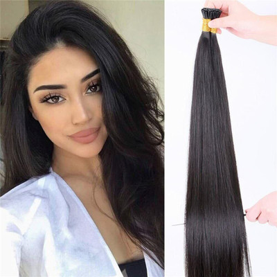 Shiv I-Tip BROWN 16 INCH Straight Extensions 100 Strands Hair Extension