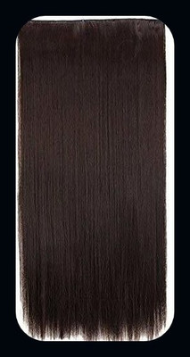 Hamsri Synthetic Fibre 5 Clips Straight  Extension for Women (24-Inch,Brown)-N Hair Extension