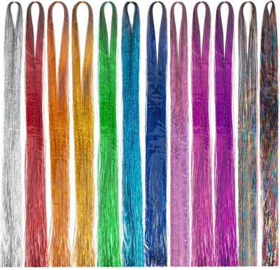 Ghelonadi 6 Color Glitter  Tinsel Extensions Strands Hair Extension