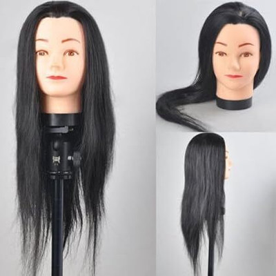 Blushia Synthetic Black Long  Dummy Mannequin Doll Head Hair Extension
