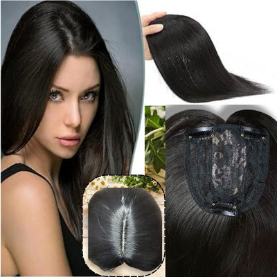 kerav 3 Clip Topper Front and Scalp Cover Up extensions Black  Extension Hair Extension