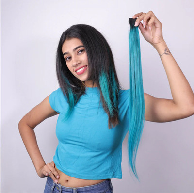 Hairarchy Teal Clip-In  Streak 20 Inch Hair Extension