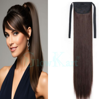 iFkart 24 Inch Premium Brown  Extension with Straight Finish and Ribbon Hair Extension