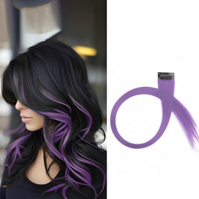 D-DIVINE 2 Pcs Single Clip Synthetic  Extension/Patch, 20 Inch (Lavender) Hair Extension