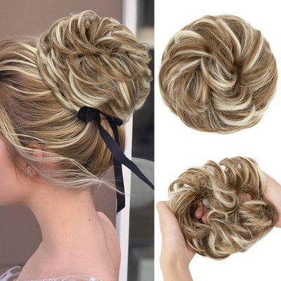 Sheetal Trader Messy Bun  Piece Wavy Curly Scrunchies Synthetic  Extensions Hair Extension