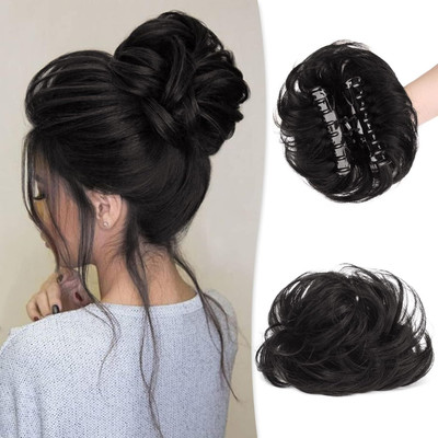 VIVIAN Curls Messy Curly Dish  Claw Bun pieces Clip in Natural Looking Wavy Hair Extension