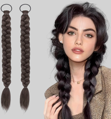 Chronex nEW 2PC 24Inch Soft Braided Ponytail Extensions with  Ties Hair Extension