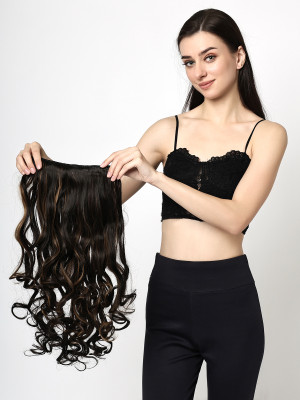 MEGARICH 24 Inches Curly/Wavy Matte Finish  Extensions Golden Highlight For Women Hair Extension