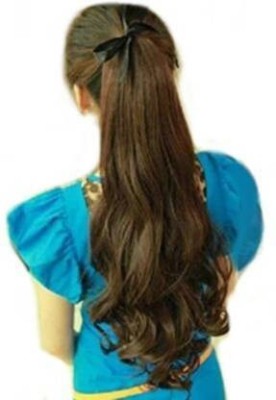 Blushia Ribbon Ponytail Brown Wavy  Extension For Girls And Women Hair Extension