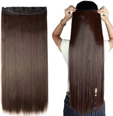 Vedica 5 Clip Stylish Best Quality Brown Straight  Extension/ Accessories Hair Extension
