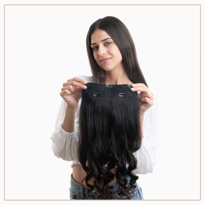 hair originals 5 Clip ear-to-ear volumizer (26 Inches, Natural Black) Hair Extension