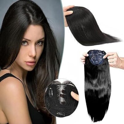 Getvock Slip Based 3 Clip  Topper Extension/Crown  Closure Black Hair Extension